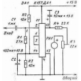 Схема включения К157ДА1 с однополярным питанием
