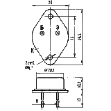 Чертёж транзистора КТ827Б:  